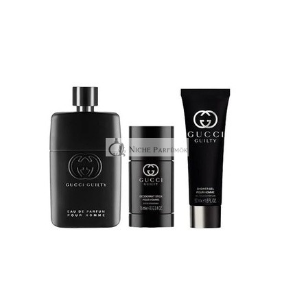 Gucci Guilty Pour Homme Darčekový set: Eau de Parfum 90ml + 75ml Deodorant + 50ml Gél - Pevná krabica