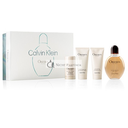 Calvin Klein Obsession pre mužov - Eau De Toilette 125 ml, Deodorant 75 ml, Balzam po holení 100 ml, Sprchový gél 100 ml