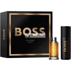   BOSS Pánska The Scent Festívna Darčeková Sada, 50ml Eau de Toilette, 150ml Sprej Deodorant
