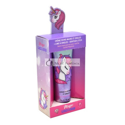 Take Care Unicorn Care Cream a pilník na nechty, vôňa lychee, vegán, hydratácia, deti, junior 30ml