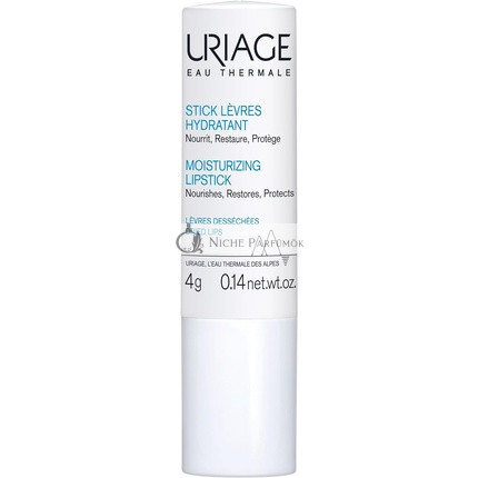 Uriage Eau Thermale Hydratačný rúž 4g s bambuckým maslom a borákovým olejom - Vyživuje, Obnovuje, Chráni - Dlhodobý - Pre veľmi suché a podráždené pery