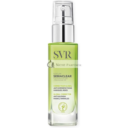 SVR Sebiaclear Anti-Aging Sérum na tvár pre dospelú akné na mastnú a zmiešanú pleť 14% Gluconolaktón a 4% Niacínamid 30ml