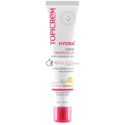   Topicrem HYDRA+ Tónovaný Hydratačný Krém so Stredným Leskom pre Citlivú a Dehydratovanú Pokožku Dospelých a Teenagerov - Poskytuje 24-Hodinovú Hydratáciu, Chráni Pokožku