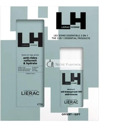 Lierac Homme proti starnutiu fluid v balení + antiperspirant deodorant 48h