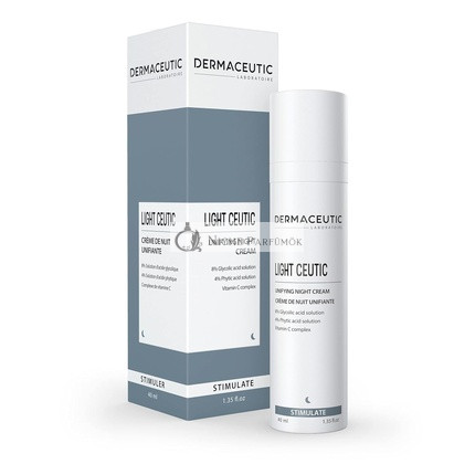 Dermaceutic Light Ceutic Nočný Krém na Pokožku s Glykolovou Kyselinou, Fitínovou Kyselinou a Vitamínom C, 40ml