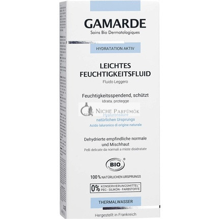 GAMARDE Bio-Kozmetika Ľahký Hydratačný Fluid s Aloe Vera a Kyselinou Hyalurónovou pre Suchú Pokožku, 40ml