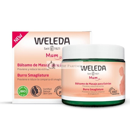 WELEDA Bio Mama Tehotenské Telové Maslo 150ml - Bohatá Prírodná Masážna Kréma na Prevenciu Strií na Bruchu, Stehnách a Hrudníku