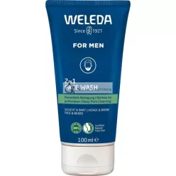   WELEDA Bio PRE MUŽOV 2in1 Čistiaci gél na tvár osviežujúci prírodný gél na čistenie tváre/údržbu brady, 100ml