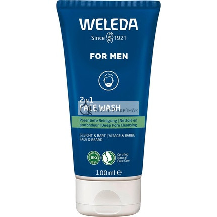 WELEDA Bio PRE MUŽOV 2in1 Čistiaci gél na tvár osviežujúci prírodný gél na čistenie tváre/údržbu brady, 100ml