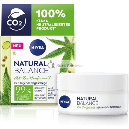 NIVEA Prírodná Rovnováha Organický Olej z Konopných Semien Upokojujúci Denný Krém, 50ml