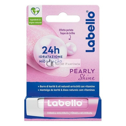 Labello Perlový Balzam na Perá 4.8g, Hydratačný Balzam na Perá s Perlovými a Hodvábnymi Extraktmi, 24-Hodinová Hydratácia