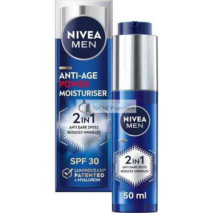 NIVEA MEN Anti-Age 2in1 Power Hydratačný krém SPF 30 Luminous 630 a Hyalurónová kyselina 50ml