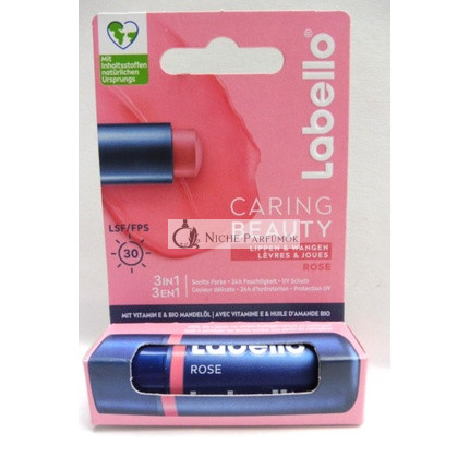 Labello Caring Beauty 3 v 1 balzam na pery a líca - Ruža
