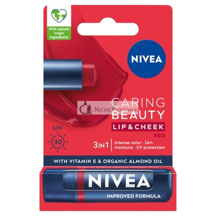 Nivea Starostlivosť o krásu 3 v 1 Starostlivosť o balzam na pery červený 48g