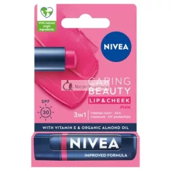   Nivea Caring Beauty 3 v 1 Ošetrujúci Balzam na Pery Ružový - 48g