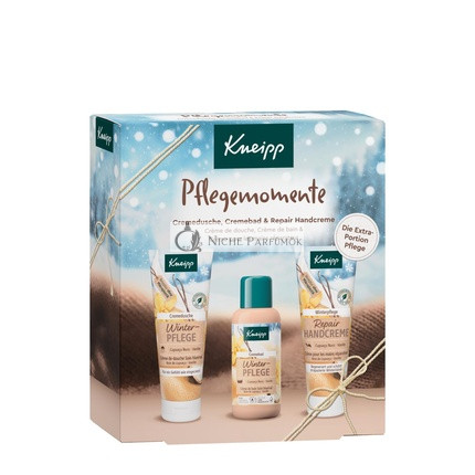 Kneipp Care Moments Darčekový set - Vybrané zimné starostlivosti bestseller: 1x Krémová kúpeľ, 1x Krémová sprcha a 1x Oprava krém na ruky