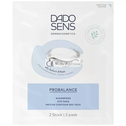 DADO SENS PROBALANCE Očné Pásky 4 Kusy - Pre Citlivú, Alergickú Pokožku, Upokojuje Citlivú Pokožku, Znižuje Opuchy, Červenanie a Tmavé Krúžky, S Kyselinou Hyalurónovou, Vegán