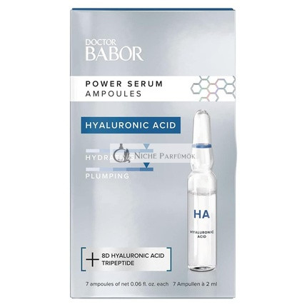 DOCTOR BABOR Power Serum Hyalurónová Kyselina Ampulky na Tvár s Tripeptidmi pre Intenzívnu Hydratáciu 7x2ml