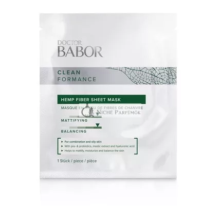 DOCTOR BABOR CLEANFORMANCE Maska z Konopných Vlákien s Hyalurónovou Kyselinou Chladivá Maska na Mastnú a Kombinovanú Pokožku