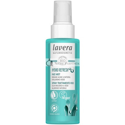 lavera Hydro Osviežujúca Tvárová Hmla Organické Riasy Prírodné Hyaluronové Kyseliny Vegánsky Certifikát, 100ml