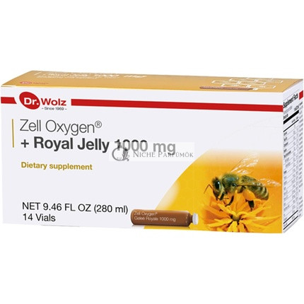 Zell Oxygen + Kráľovský med 1000mg doplnok, 14 ampúl, čisté včelí zlato, vitamín B, biotín, energetický metabolizmus, pomáha obnoviť zdravú žiarivú pleť