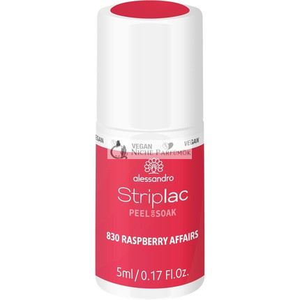 Alessandro Striplac Peel or Soak Sweet Sorbets Raspberry Affairs Vegan LED lak na nechty v červenej ružovej, 5ml
