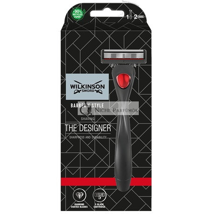 Wilkinson Sword Barber's Style Dizajnér Hladká pre Mužov, Presný Hladká Rukoväť + 1 Náhradná Čepel