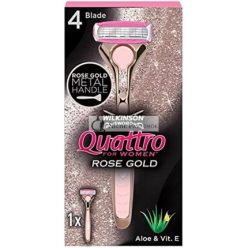   Wilkinson Sword Quattro Pre Ženy Prémiový Kovový Rúžovo-Zlatý Holiaci Strojček