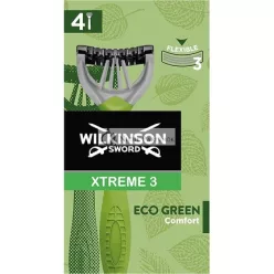   Wilkinson Sword Xtreme 3 Eco Zelená Jednorazová Britva pre Mužov, Ekologická a Recyklovateľná, 70g - Balenie po 4