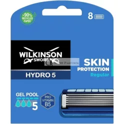   Wilkinson Sword Hydro 5 Holiace Čepelky pre Mužov 8 Náhradných Holiacich Čepelí s Hydratačným Gélom a Presným Trimerom