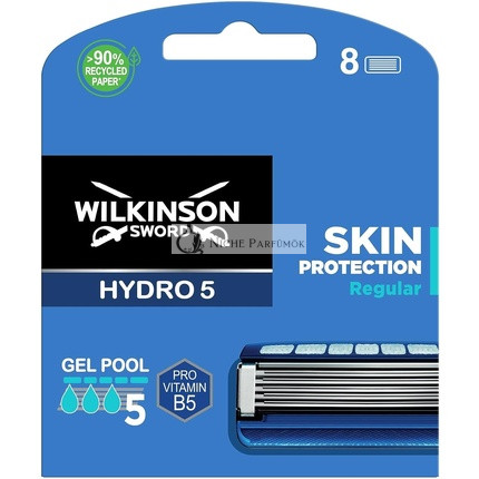 Wilkinson Sword Hydro 5 Holiace Čepelky pre Mužov 8 Náhradných Holiacich Čepelí s Hydratačným Gélom a Presným Trimerom