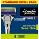 Wilkinson Sword Hydro 5 Ochranný holiaci strojček pre citlivú pleť, balenie 4 náhradných holiacich čepelí s gélom s vitamínom E a presným trimerom
