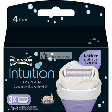 Wilkinson Sword Intuition Holiace Čepele na Suchú Pokožku pre Ženy 3 Kusy