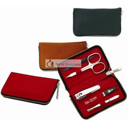 Becker Manicure Collection Mini Manicure Case 5 Pieces, Červený zipsový obal