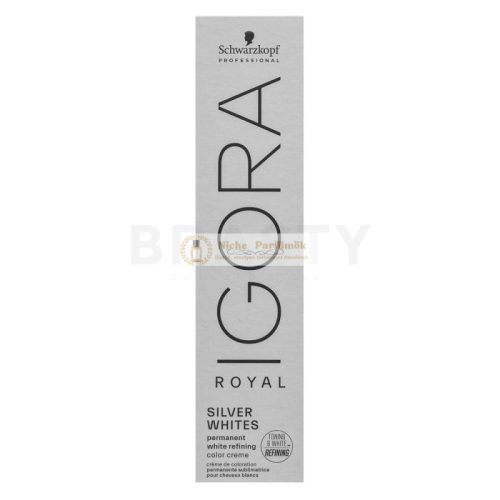 Schwarzkopf Professional Igora Royal SilverWhite Permanent White Refining Color Creme profesionálna permanentná farba na vlasy pre platinovo blond a šedivé vlasy Dove Grey 60 ml