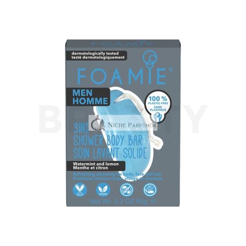 Foamie Men Tuhý sprchový gél 3in1 Shower Body Bar Watermint and Lemon 90 g