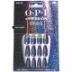 OPI xPRESS/ON Umelý Nechty, až 14 dní gélový salón manikúra, vegánske udržateľné balenie s lepidlom na nechty, dlhé modré holografické coffin tvar nechty, Blue-Gie