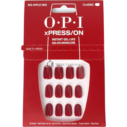 OPI xPRESS/ON Tlačené Umelé Nechty a Olej na Kutikulu 30 ks Znovu Použiteľné Falošné Nechty s až 14 Dňami Nositeľnosti Hlboko Výživný Gélový Manikúra Červená/Ružová Nechtová Farba Veľké Jablko Červená