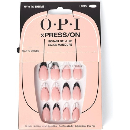 OPI xPRESS/ON Tlačené umelé nechty a olej na kutikulu 30 ks Znovu použiteľné umelé nechty, Gel-Like salónna manikúra, nahý lak na nechty, My 9 To Thrive
