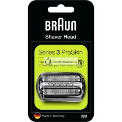   Náhradná hlava pre elektrický holiaci strojček Braun Series 3, kompatibilná so všetkými elektrickými holiacimi strojčekmi Series 3 ProSkin 32B, čierna
