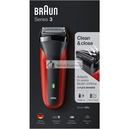 Braun 300S Elektrický holiaci strojček - Čierny Červený