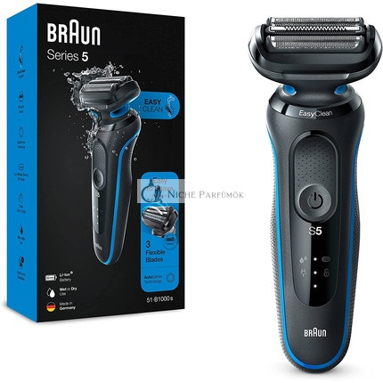 Braun Series 5 Pánska Elektrická Holiaca Strojček EasyClean Mokré a Suché Dobíjacie Bezdrôtové 51-B1000s Modrá