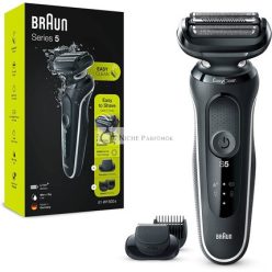   Braun Series 5 Pánska Elektrická Holiaca Strojček a Zastrihávač Fúzov s EasyClick Príslušenstvom, EasyClean, Mokré a Suché, Nabíjateľný a Bezdrôtový - Biela
