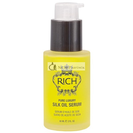 RICH Čisté Luxusné Hodvábne Olejové Sérum s Organickým Jojobovým a Sladkým Mandľovým Olejom pre Všetky Typy Vlasov, 60ml