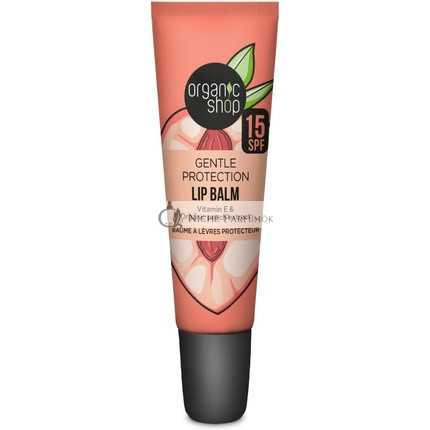 Organic Shop Jemná Ochrana Vitamínový Booster Balzam na Pery SPF 15 s Vitamínom E a Extraktom z Broskýň 10ml