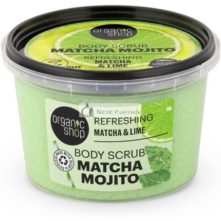 Organický obchod osviežujúci mojito telový peeling Matcha & Lime, 250ml