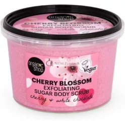   Organický obchod Cereza Kvet Exfoliačný Cukrový Telový Scrub 250g Čerešňa & Biela Čokoláda