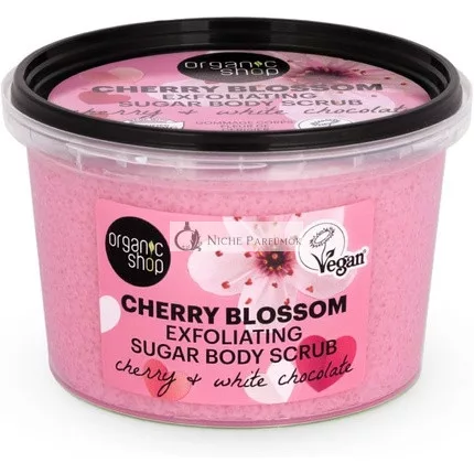 Organický obchod Cereza Kvet Exfoliačný Cukrový Telový Scrub 250g Čerešňa & Biela Čokoláda