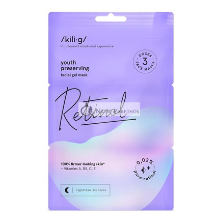 KILIG RETINOL Gélová Maska na Tvár s Retinolom Nočná Starostlivosť o Efektívnu Mladistvú Pokožku Pevná Osviežená Revitalizovaná Pokožka, 3x7ml