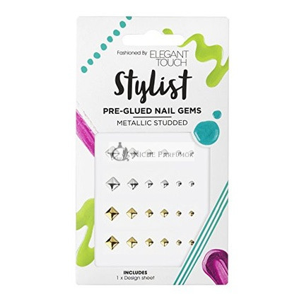 Elegant Touch Nechtový Stylista s Metalickými Hrotmi a Predlepenými Umelými Kamienkami